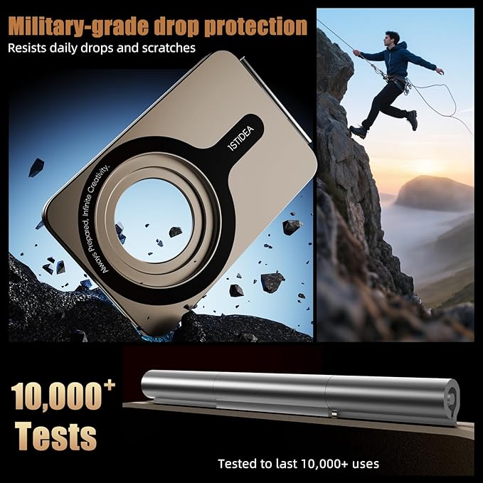 Phone Tripod Stand, Aluminum Alloy Mini Tripod Compatible with Magsafe iPhone 17/16/15/14/13/12 Series, Foldable Strong Magnetic Phone Stand, Mult-Angle Adjustment Selfie Stick