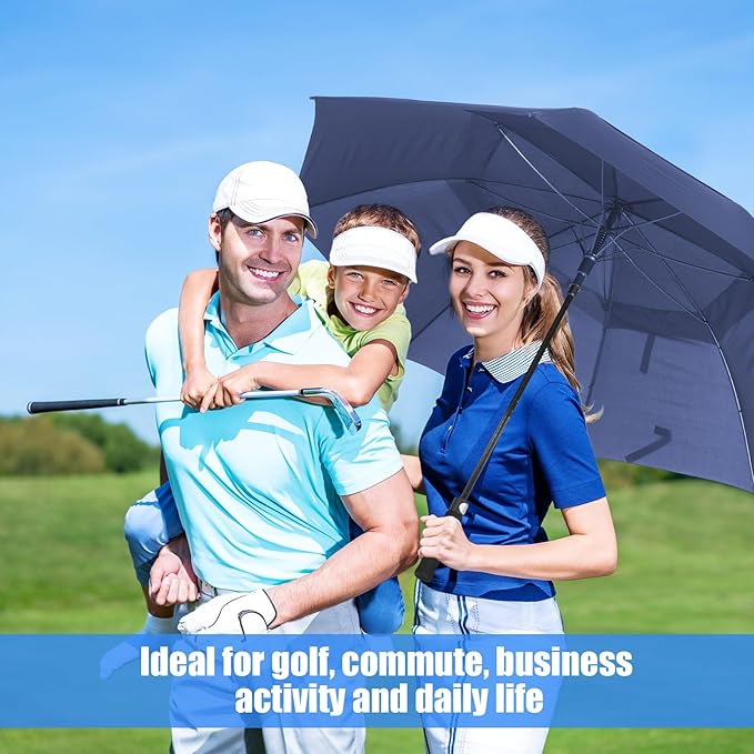 Jexine 10 Pcs Large Automatic Open Golf Umbrella 62 Inch Double Canopy Rain Umbrella Windproof Waterproof Heavy Duty for Men Women Family Travel Sports