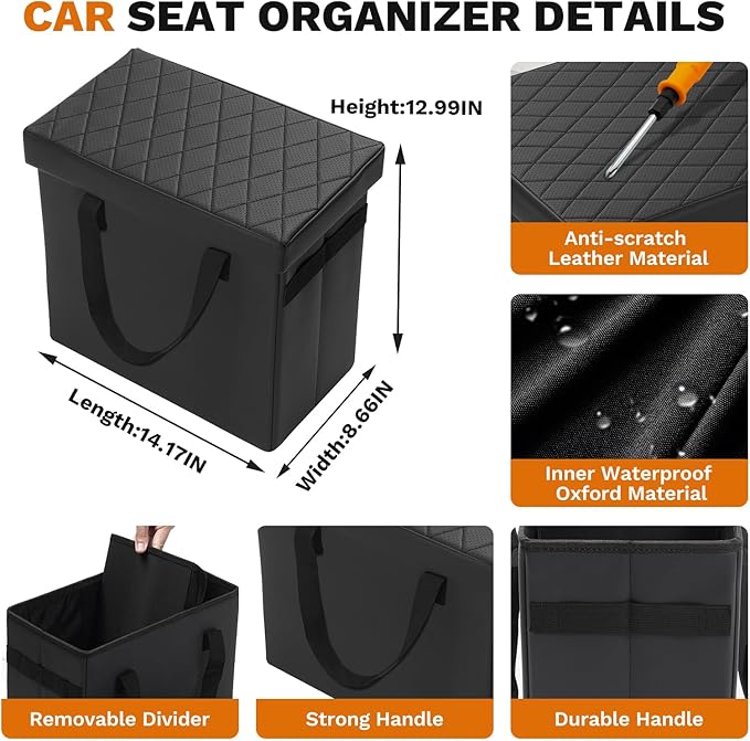 Shademax Car Seat Organizer for Toyota Sienna 2021-2025 2026 Accessories, Sienna Backseat Organizer Box Car Console Organizer for Kids Toys, Baby Supplies, Dog Toys, Travel Storage Box