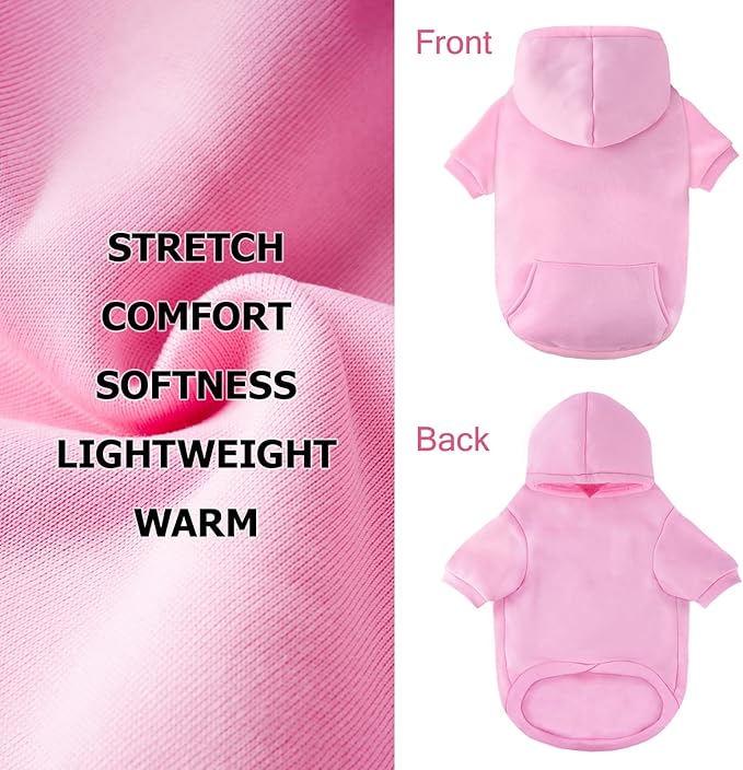 BAOBICUTE Dog Basic Hoodie Soft Dog Clothes Cold Weather Sweaters for Medium Large Dogs Cozy Fabric Warm Sweatshirt with Leash Hole (Pink, S (Back: 12.6",Chest:18.11", Neck: 13.78"))