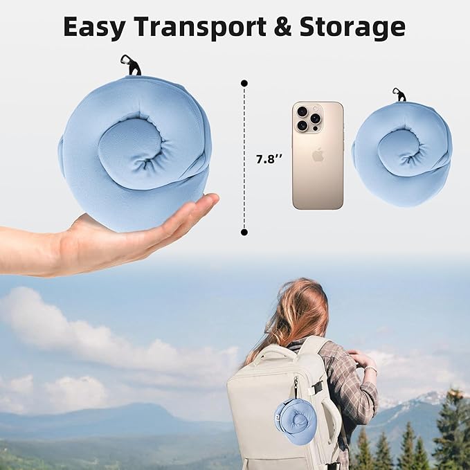 Privacy-Friendly Hooded Travel Pillow for Kids & Adults, Sensory-Friendly, Memory Foam Neck Support for Airplane, Car & Train, Breathable Fabric, Portable, Ultimate Comfort