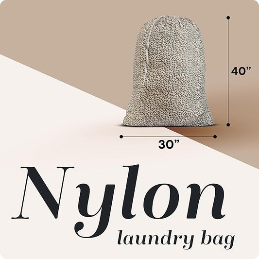 Handy Laundry Nylon Bag - Locking Drawstring Closure, Machine Washable, These Large Bags Will Fit a Laundry Basket and Strong Enough to Carry up to Two Loads of Clothes. (Leopard | 30" x 40")