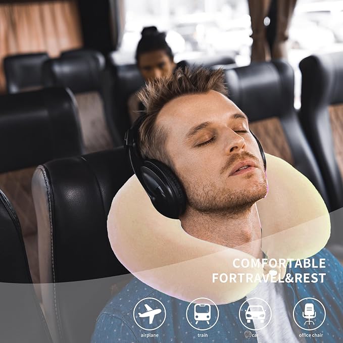 Travel Neck Pillow Cover, Neck Pillow Case, Pure, Soft and Smooh, Airplane Pillow Replacementt Cover Washable (Only Pillow Covers, no Filler)