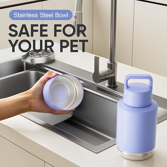 Insulated Dog Water Bottle with Travel Bowl, Dog Lover Gift, Portable Water Bottle Dispenser, Accessories for Car, Hiking, Camping, Outdoor, Leak-Proof, Detachable (Aurora Blue)