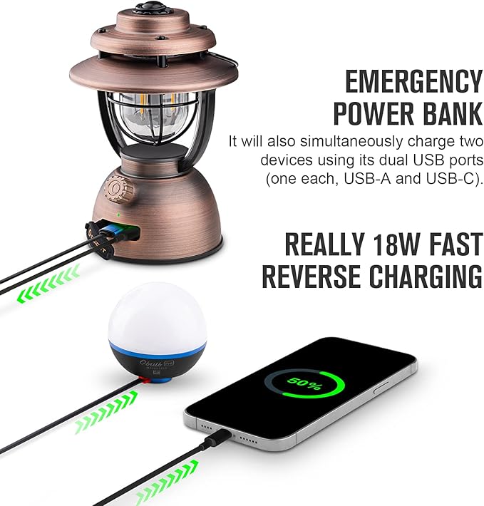 OLIGHT Olantern Classic 2 Pro Camping Lantern, 300 Lumens LED Rechargeable Lamp Flashlight with Dual Light Sources for Hurricane, Emergency, Hiking, Power Outages, Home Decor (Vintage Copper)