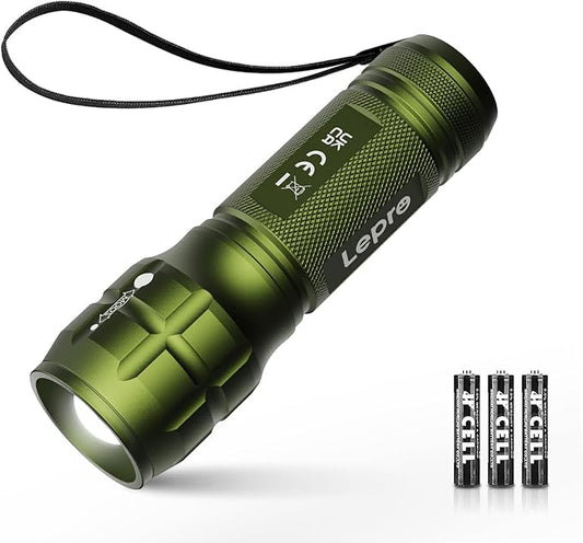 Lighting EVER LED Flashlights High Lumens, Small Flashlight, Waterproof, Adjustable Focus Flash Light for Outdoor, Emergency, AAA Batteries Included