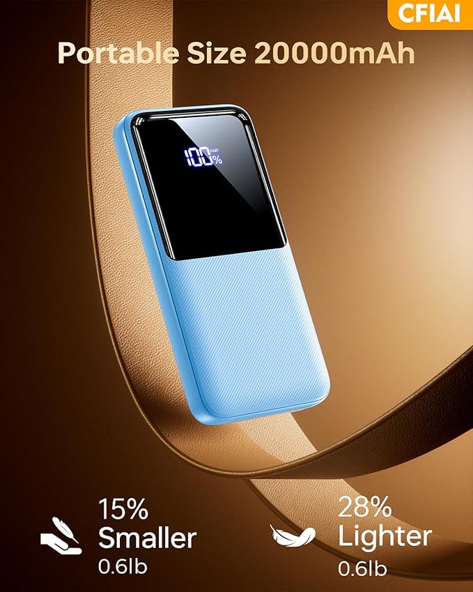 Portable Charger Power Bank - 20,000mAh Battery Pack Portable Phone Charger with Built in Cable 22.5W Fast Charging Powerbank Compatible with iPhone Android Samsung Phone, Travel Camping Essential