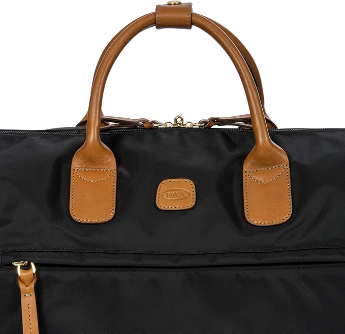 Bric's X-Travel Deluxe Duffle for Men and Women - Lightweight Overnight Carry On Travel Luggage with Tuscan Leather Trim and Sleeve Attachment - Water-Resistant Weekender or Gym-Ready Duffel