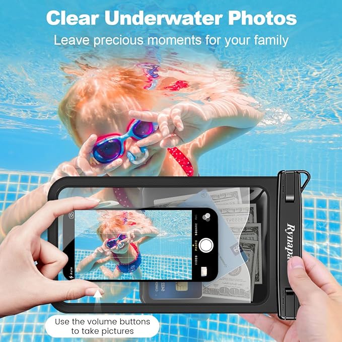 [Up to 10"] Large Waterproof Phone Pouch Bag - 2 Pack Waterproof Phone Case for iPhone 17 16 15 14 Pro Max Galaxy S25 S24 Ultra, IPX8 Cellphone Water Protector Pouch Beach Essentials Travel Must Haves