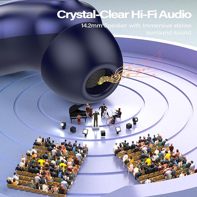 Sleep Earbuds, Mini ANC Wireless Earbuds Bluetooth 5.4 Headphones Deep Bass Stereo, 48H Playtime Ear Buds, 4 ENC Noise Cancelling Mic, In Ear IP7 Waterproof Earphones for Side Sleepers,Touch Control