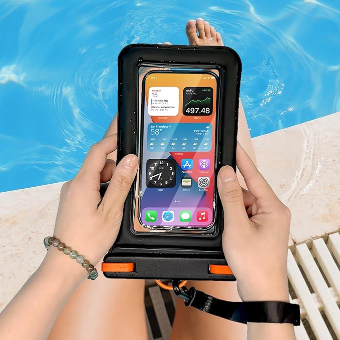 IPX8 Floating Waterproof Dry Bag 2-Pack,7.2 Inch Waterproof Phone Pouch for iPhone 16/15/14 Pro Max Galaxy S24/S23 Adjustable Lanyard + Wrist Strap Beach Swimming Travel Essentials