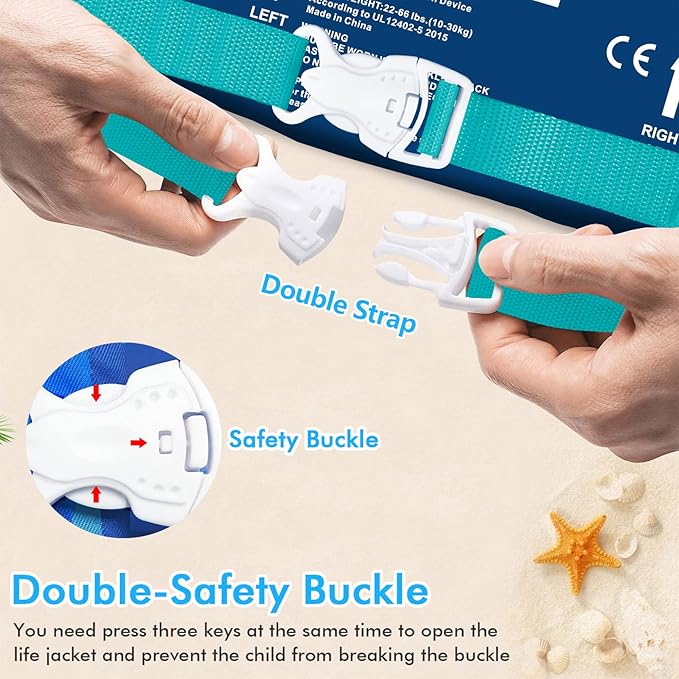 Chriffer Kids Swim Vest Life Jacket for 30-55 Pounds Boys and Girls, Toddler Floaties with Shoulder Harness Arm Wings for 2,3,4,5,6,7 Years Old Baby