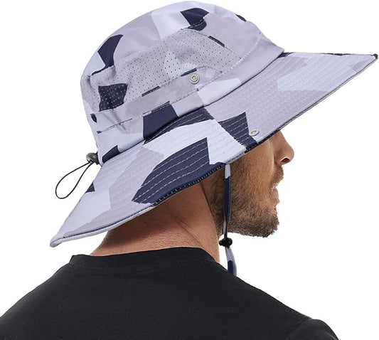 Sun Hat for Men Women UPF 50+ Fishing Hats Waterproof Wide Brim Boonie Bucket Hat for Safari Beach Hiking Garden