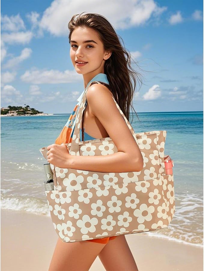 Bluboon Waterproof Beach Tote Pool Bags for Women Ladies Extra Large Carry On Bag With Wet Compartment for Weekender Travel