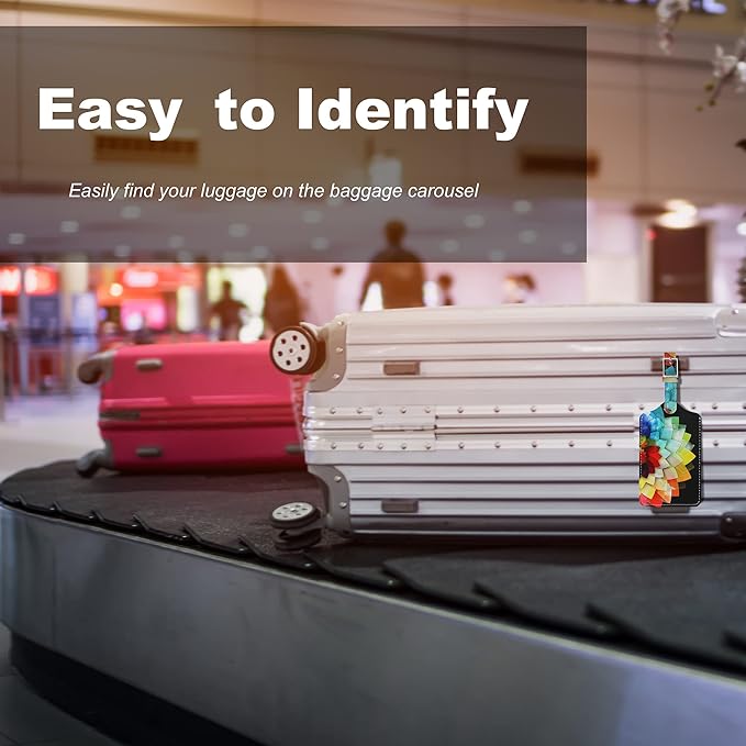 4 Pack Luggage Tag for Suitcases TSA Approved, Leather Suitcase Tags Identifiers, Cute Bag Name Travel Tags ID Labels for Women Men Cruise Airport Luggage Travel Essentials by Sodsay