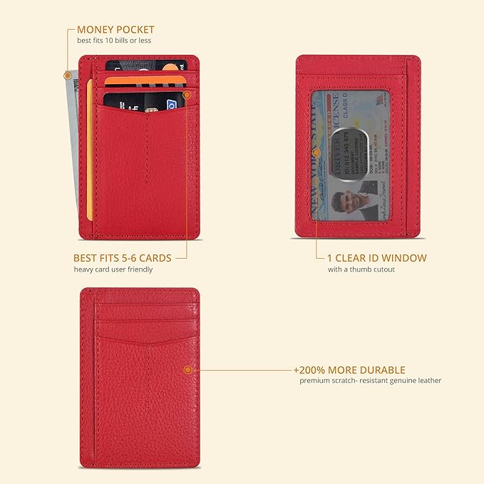 Oak Leathers Leather Slim Minimalist Wallet for Men & Women RFID Front Pocket Leather Card Holder Wallets