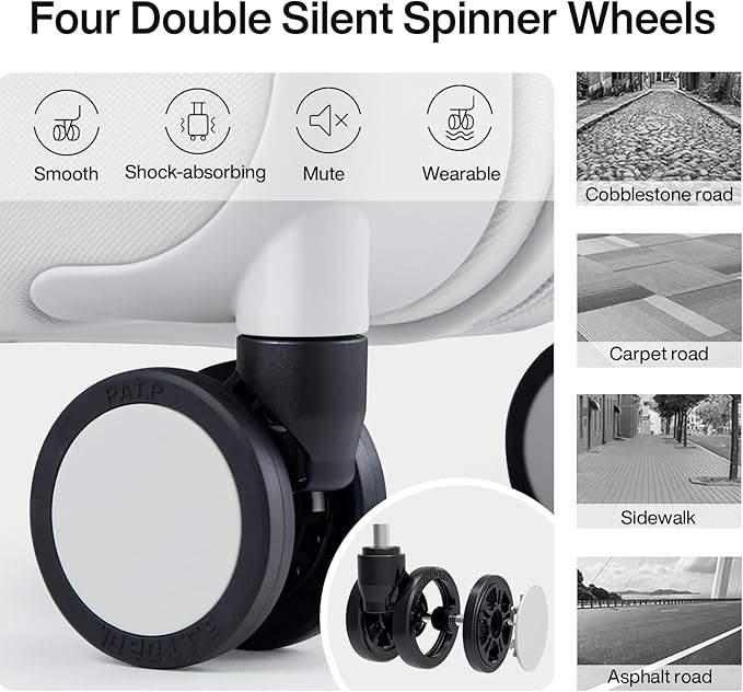 Hanke Luggage Sets 2 Piece with Spinner Wheels, 20/28 Inch Hard Shell Suitcases Set TSA Approved Luggage Travel Rolling Large Luggage(Smoke White)