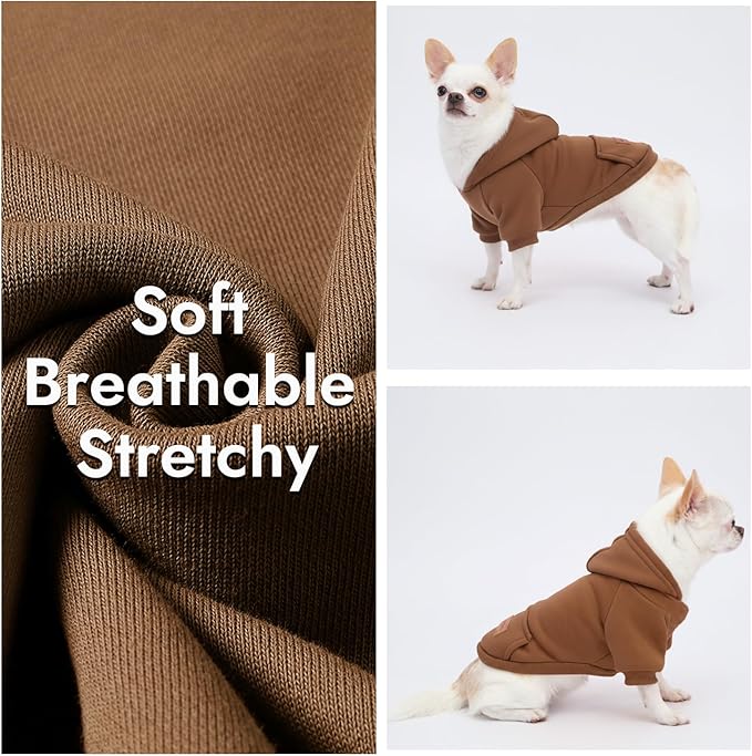 1 Pack Dog Hoodie Warm Hood Dog Sweater Cold Weather Small Dogs Sweatshirt Comfort Pet Clothes for Small Medium Dogs with Pockets Cats Chihuahua Clothes for Male Female Girl Boy Sporty Daily Wear