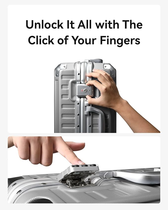 LUGGEX Checked Luggage with Spinner Wheels, 24 Inch Aluminum Frame Zipperless Polycarbonate Hard Shell Suitcase, Blue