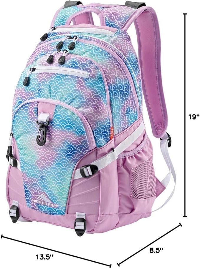 High Sierra Loop Backpack, Travel, or Work Bookbag with tablet sleeve, One Size, Rainbow Scales