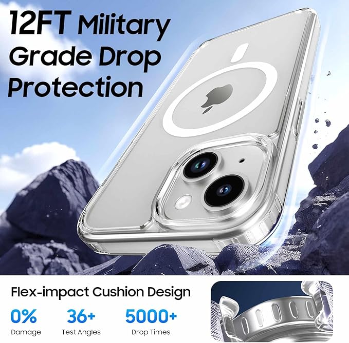 Magnetic for iPhone 14 Plus & iPhone 15 Plus Clear Case (Compatible with MagSafe) with Pink Detachable Wallet & Card Holder for 3 Cards [RFID Blocking] Military Grade Protective Slim Phone Cover