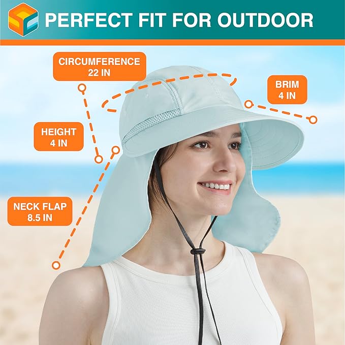 SUN CUBE Sun Hat for Women with Ponytail Hole Neck Flap, Gardening Hat Women Sun Protection, UV Hats Hiking Walking Fishing