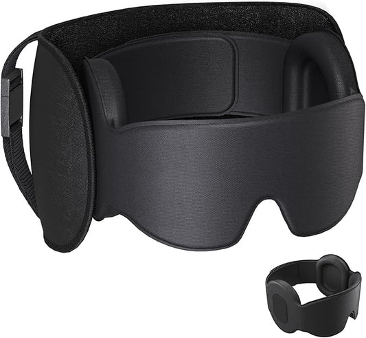 Travel Pillow for Airplanes, Upgraded Airplane Pillow with 3D Eye Mask and Ear Cover for Long Flight, 360° Support Sleep Head Hold, Flight Essentials Plane Headrest, Stop Bobblehead, Black