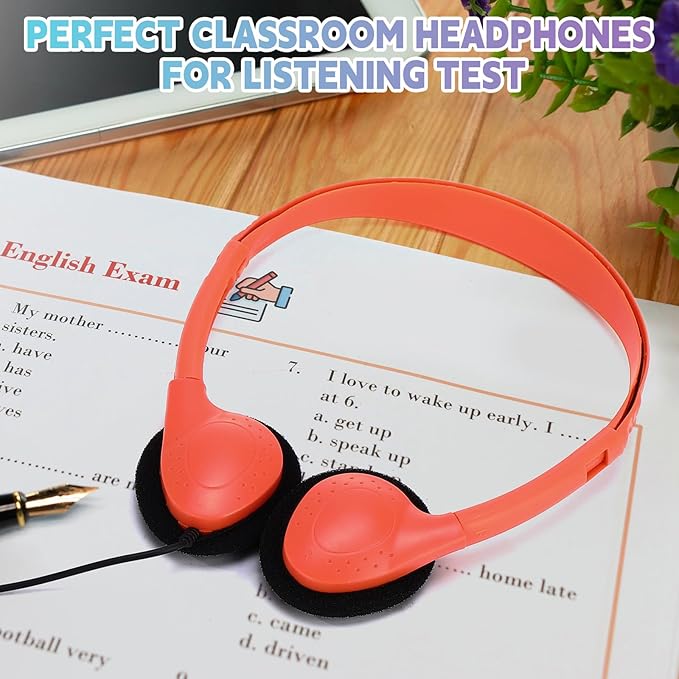 Konohan 30 Pack Headphones Bulk Headphone for School Classroom Student Wired Headphones Adjustable with 3.5 mm Jack for Adults (Macaron)