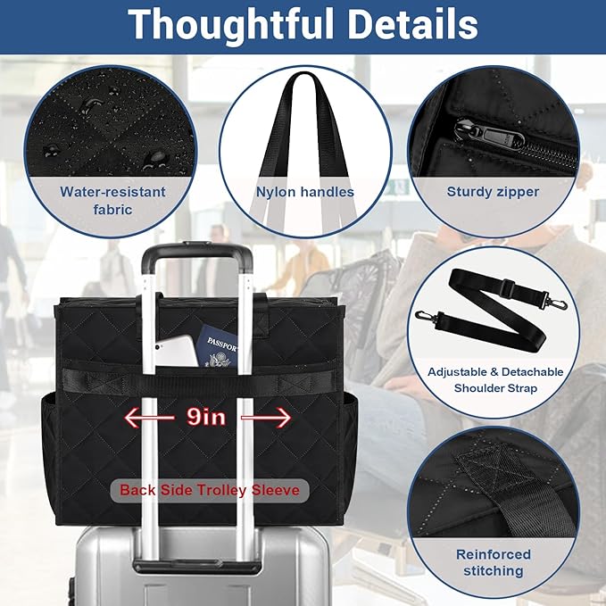 IBFUN Utility Tote Bag with 14/24 Pockets Zip Top Teacher Tote Bag for Teacher/Work Women