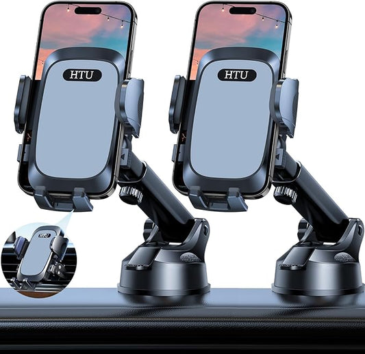 2025 Ultimate Car Phone Holder【80+LBS Strongest Suction & Military-Grade】 Universal Cell Phone Holder Truck Car Mount for Dashboard Windshield Air Vent for iPhone 17 16 Pro Max 15 Samsung 2pcs,Grey