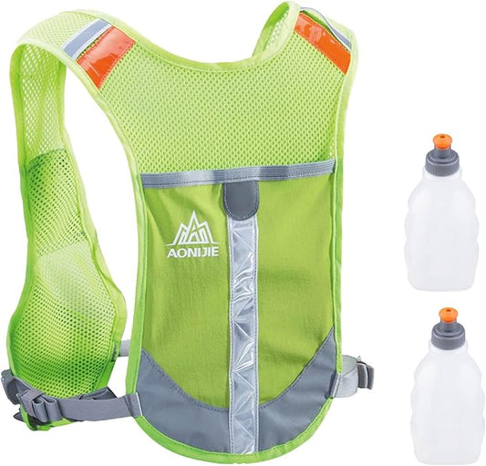 YAPJEB Ultralight Running Vest Women Men Reflective Breathable Hydration Backpack with Water Bottles for Hiking Camping Marathon Cycling Race