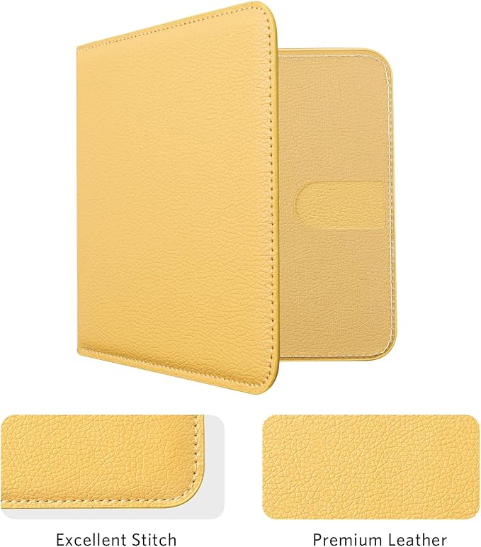 CoBak Car Registration and Insurance Holder - Small and Lightweight Vehicle Glove Box Car Organizer, Auto Truck Comparment Accessories Case for Essential Document, Driver License (Mustard Yellow)