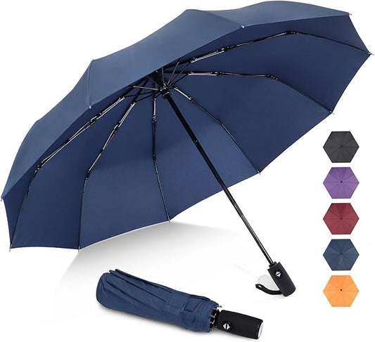 ZOMAKE Travel Umbrella Compact - 10 Ribs Portable Collapsible Umbrellas for Rain Windproof - Paraguas Automatic Small Folding Umbrella Lightweight Packable Umbrella for Women Men