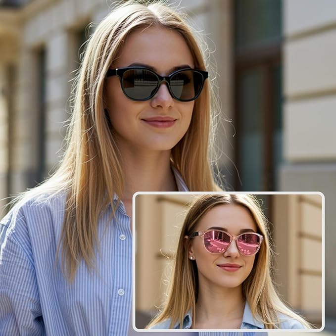 Myiaur Polarized Sunglasses for Women, Trendy Cat Eye Sun Glasses UV400 Protection Classic Retro Shade 2 Pack