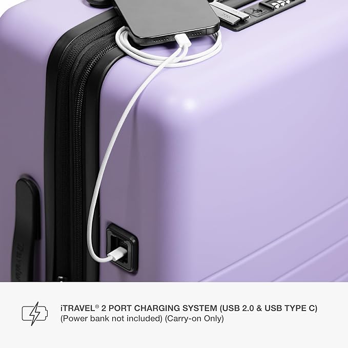 Traveler's Choice Markham Hardside Expandable Luggage with Double Spinner Wheels, Carry-On 21-Inch Suitcase, Purple