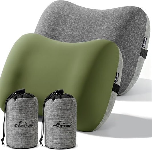 2 Packs Inflatable Neck Pillow for Travel Camp Beach Small Compact Backpacking Essentials Hiking Gear Car Travel Lake Day Roadtrip Road Trip Motorhome Glamping Overlanding Deployment Accessories