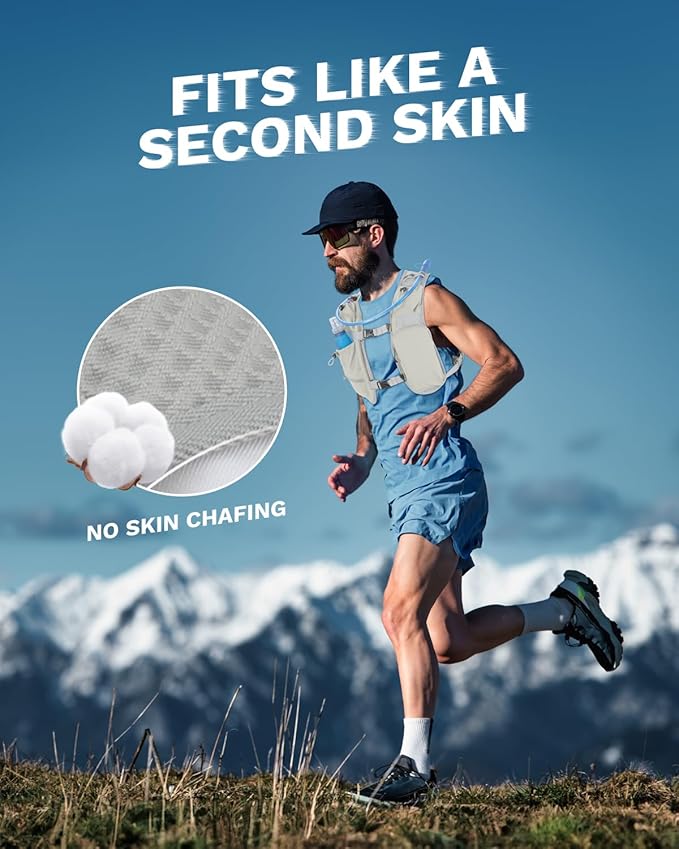 Running Vest for Women and Men, Hydration Running Backpack, Runners Vest, Hydration Vest, with Front Phone Holder, Adjustable Chest and Waist Strap