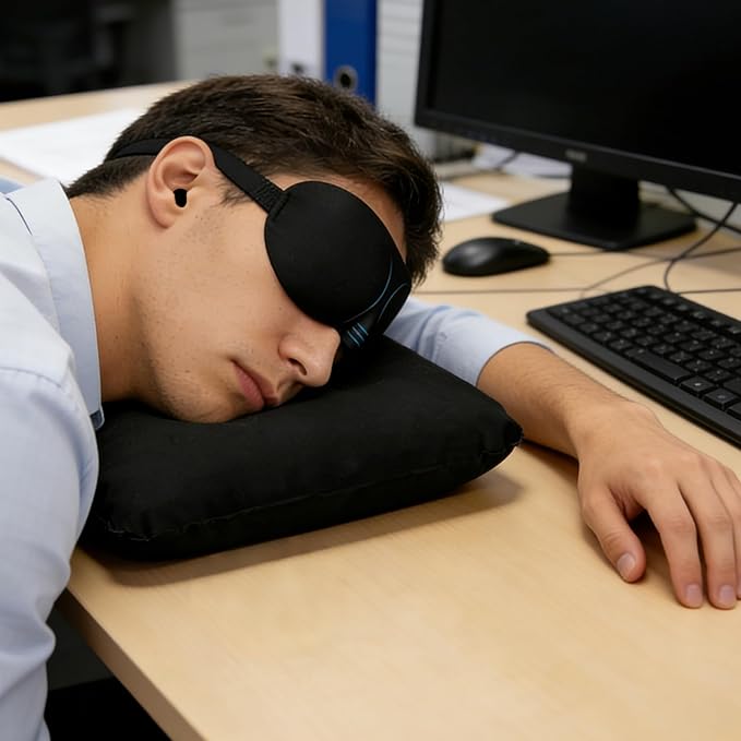 Portable Travel Sleep Comfort Set for Plane 2 Inflatable Travel Pillows,Foot Rest Hammock,Eye Mask Ear Plugs for Airplane Flight Essentials for Seat Airplane Gadgets forSleep Comfort Kit