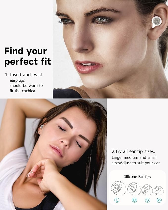 5 Pairs Ear Plugs for Sleeping Noise Reduction,Beinkap Reusable Earplugs Hearing Protection for Focus, Noise Sensitivity,Study,Work,Snoring,Motorcycle,Concert,Airplanes,24dB-33dB（White）