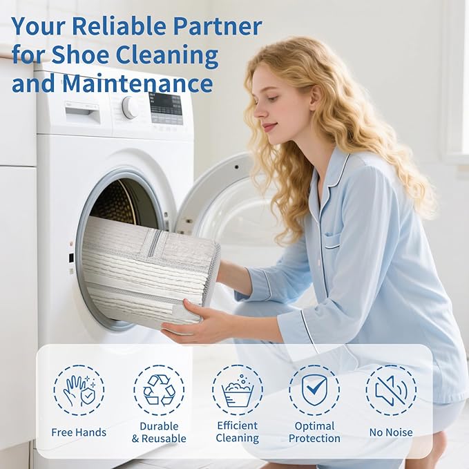 Shoe Bags for Washing Machine 2 Pcs XL, Shoe Laundry Bag for Washer 360°Deep Clean with Self-Locking Zipper, Effectively Protect Shoes Suitable for Sneaker, Tennis or Other Types(White)