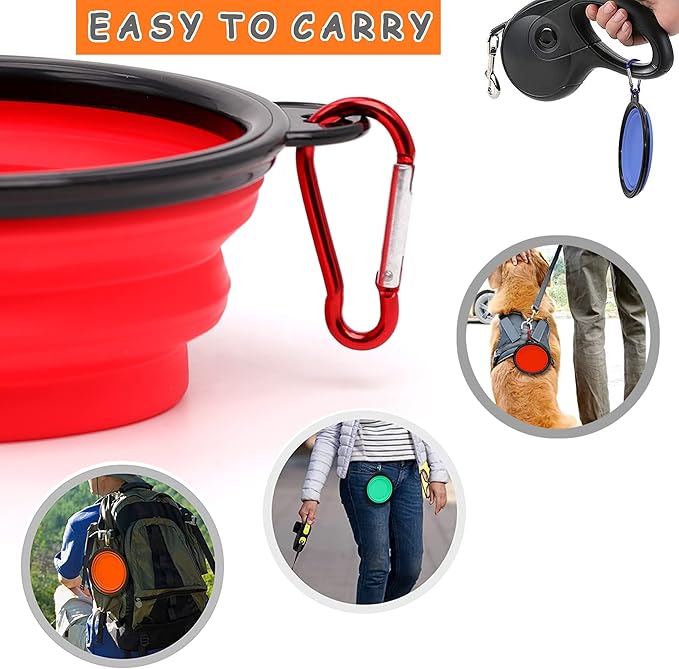 2 Pack Dog Bowl Pet Collapsible Bowls with Clasp Puppy Travel Bowl Portable Cats Water Food Dish for Walking Parking Outdoors Traveling