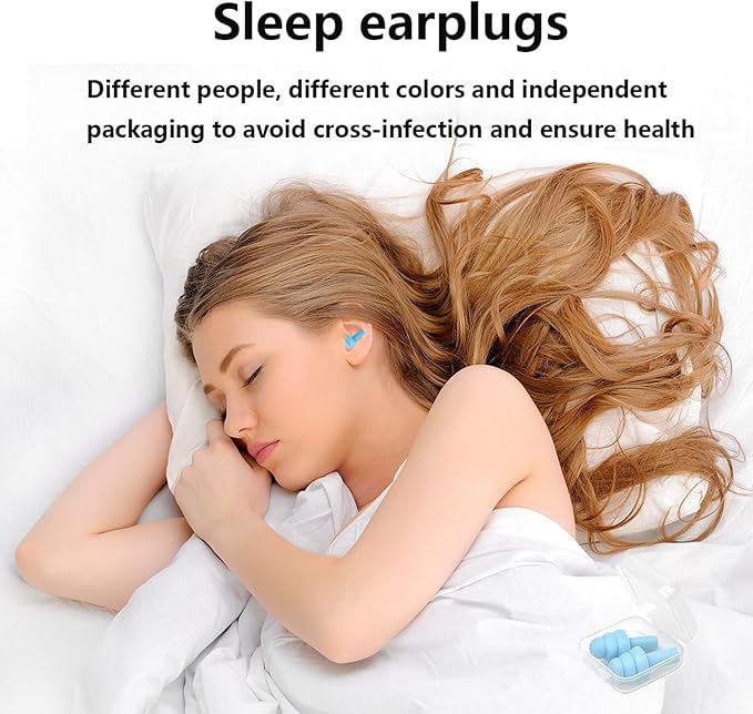 Ear Plugs, Reusable Earplugs for Sleeping Noise Cancelling – Super Soft, Silicone Ear Plug for Sleeping 8 Pairs, Swimming, Snoring, Concerts, Work, Noisy Places