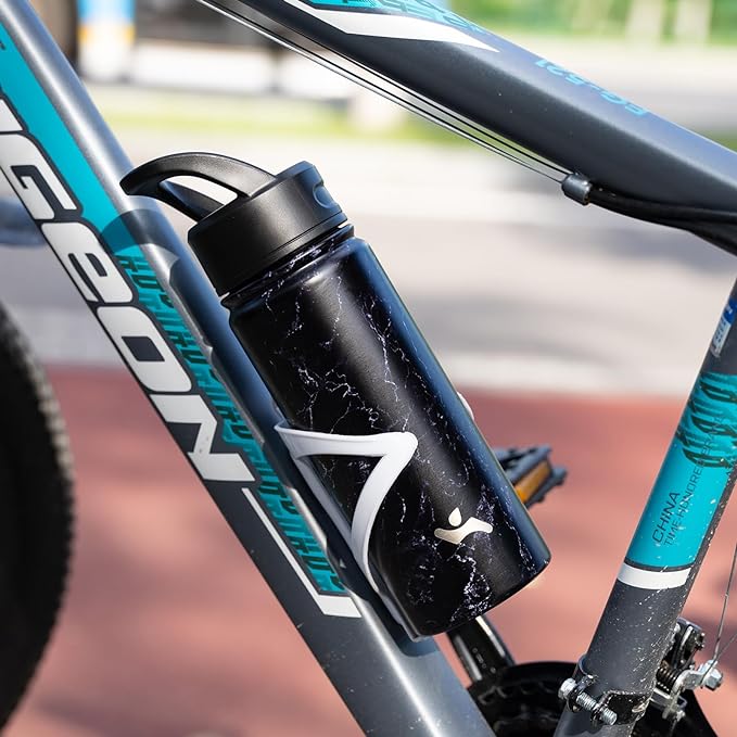 18 oz Insulated Water Bottle Stainless Steel Sport Bottles with 3 Lids,Marble Midnight