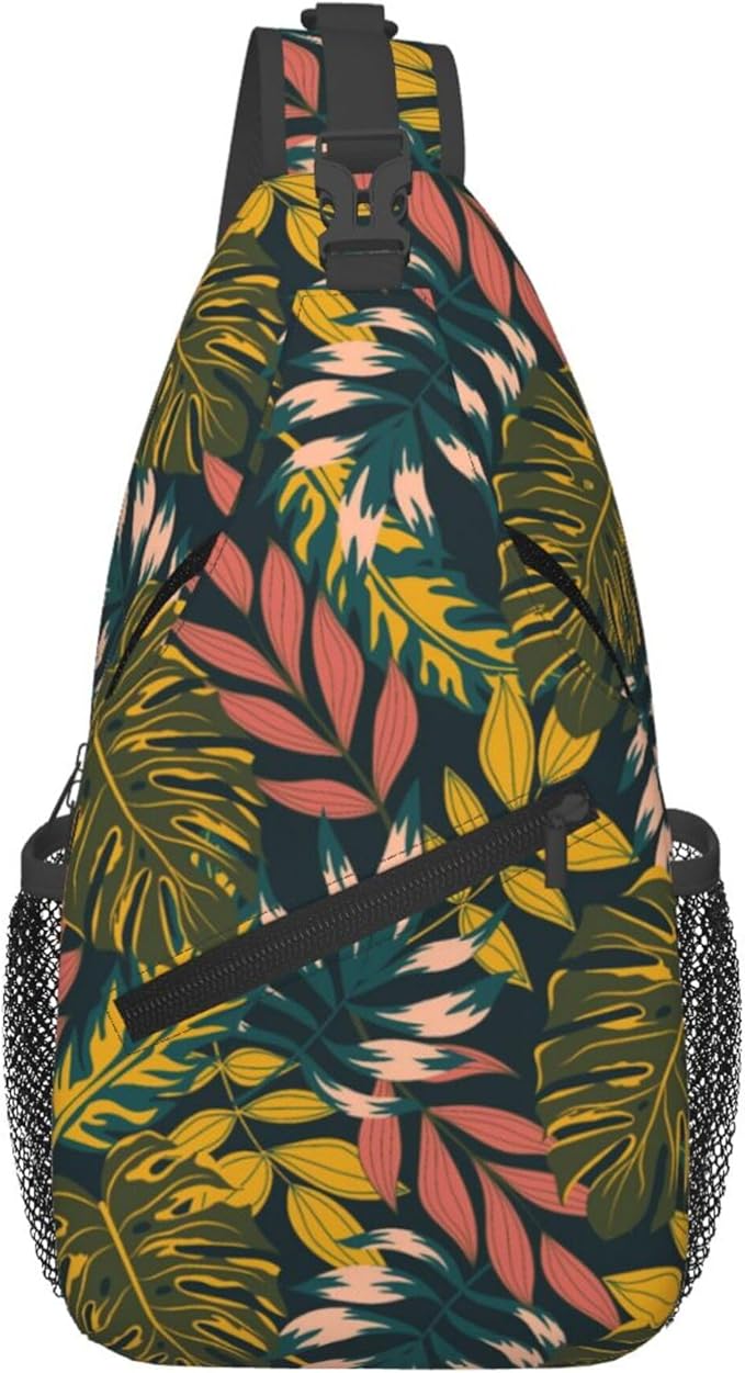Hawaii Tropical Palm Sling Backpack Crossbody Bag Casual Chest Bags Travel Hiking Daypack Shoulder Bag for Women Men