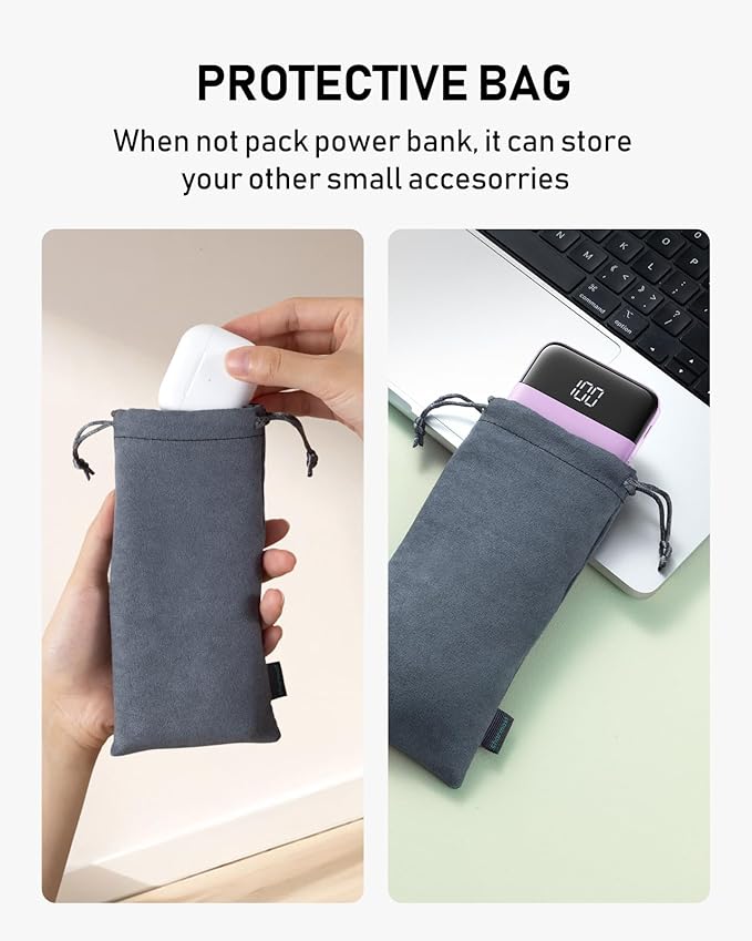 charmast Portable Charger with Built in Cables, 10000mAh Slim Power Bank, 15W USB C in&Out Port High Speed Charging External Charger, Battery Pack Compatible with iPhone 16 15 13 Samsung Google iPad