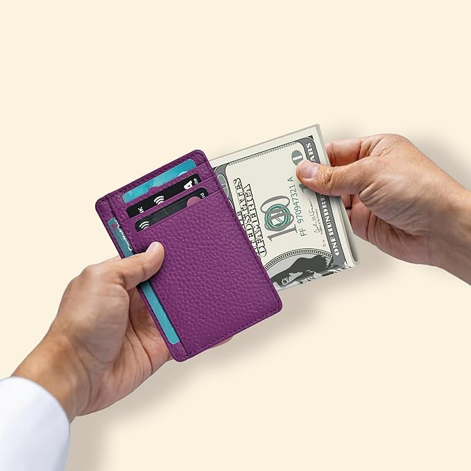 Oak Leathers Leather Slim Minimalist Wallet for Men & Women RFID Front Pocket Leather Card Holder Wallets