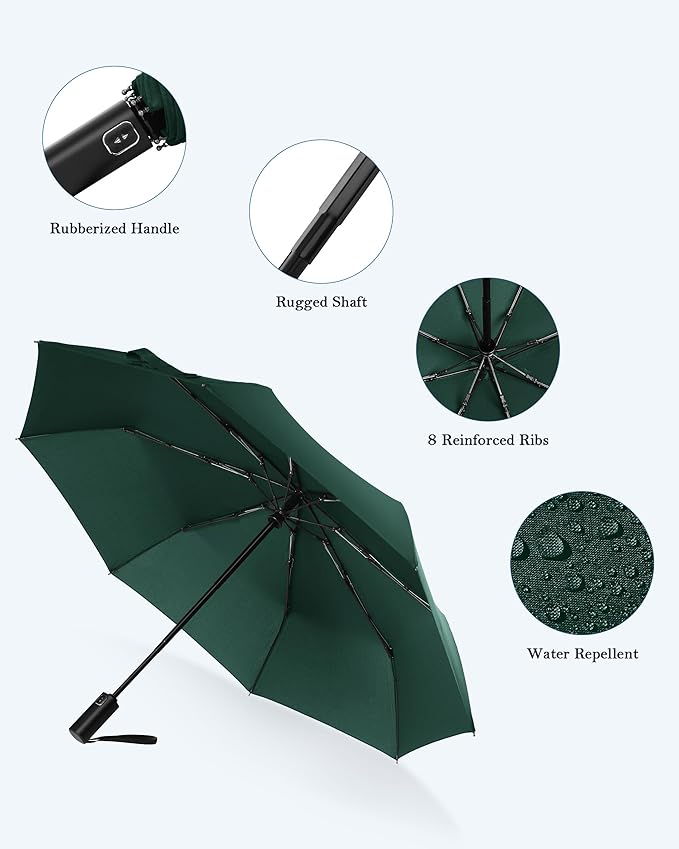 Windproof Travel Umbrella, Automatic Folding Compact Lightweight Umbrella for Women & Men, Durable and Portable, Fits Easily in Purse or Backpack