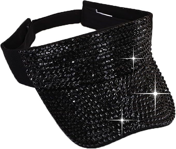 Bling Shiny Rhinestone Sports Sun Visor Hat for Women Summer Adjustable Breathable Beach Visor Caps Running Golf Sun Hat