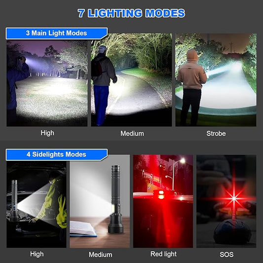 Cinlinso Rechargeable LED Flashlights High Lumens, 99,000 Lumens Super Bright Flash Light with 7 Modes, Powerful Handheld Waterproof Flashlights for Home Emergencies, IPX6 Waterproof