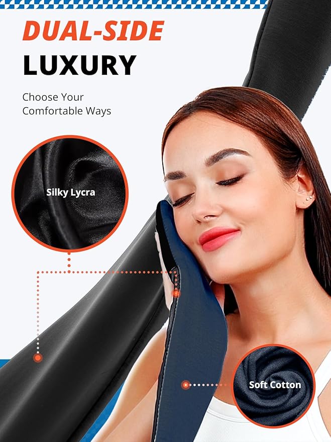 Sleep Mask, Eye Mask for Sleeping, Upgrade Double Side Blackout Eye Cover for Women Men, Light Blocking Wider Adjustable Band for Side Sleeper, Travel, Nap, Ultra-Soft, Yoga, Relief Eye, Black